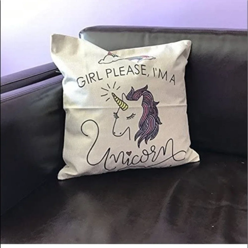 Girl Please, I’m A Unicorn Throw Pillow Cover (cover only)